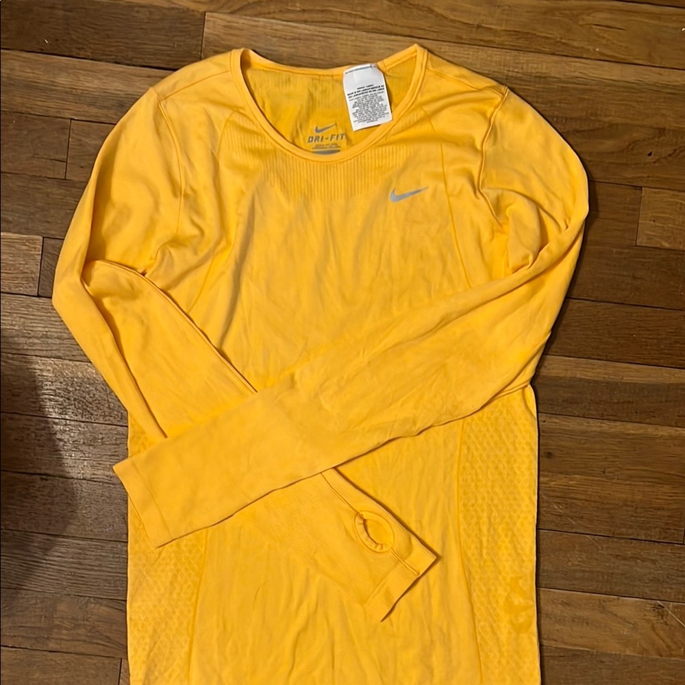 Nike Orange Long Sleeve Tee Vibrant Crew Neck